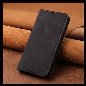 Black Leather Wallet Case for iPhone 12 / 12 Pro – New Condition